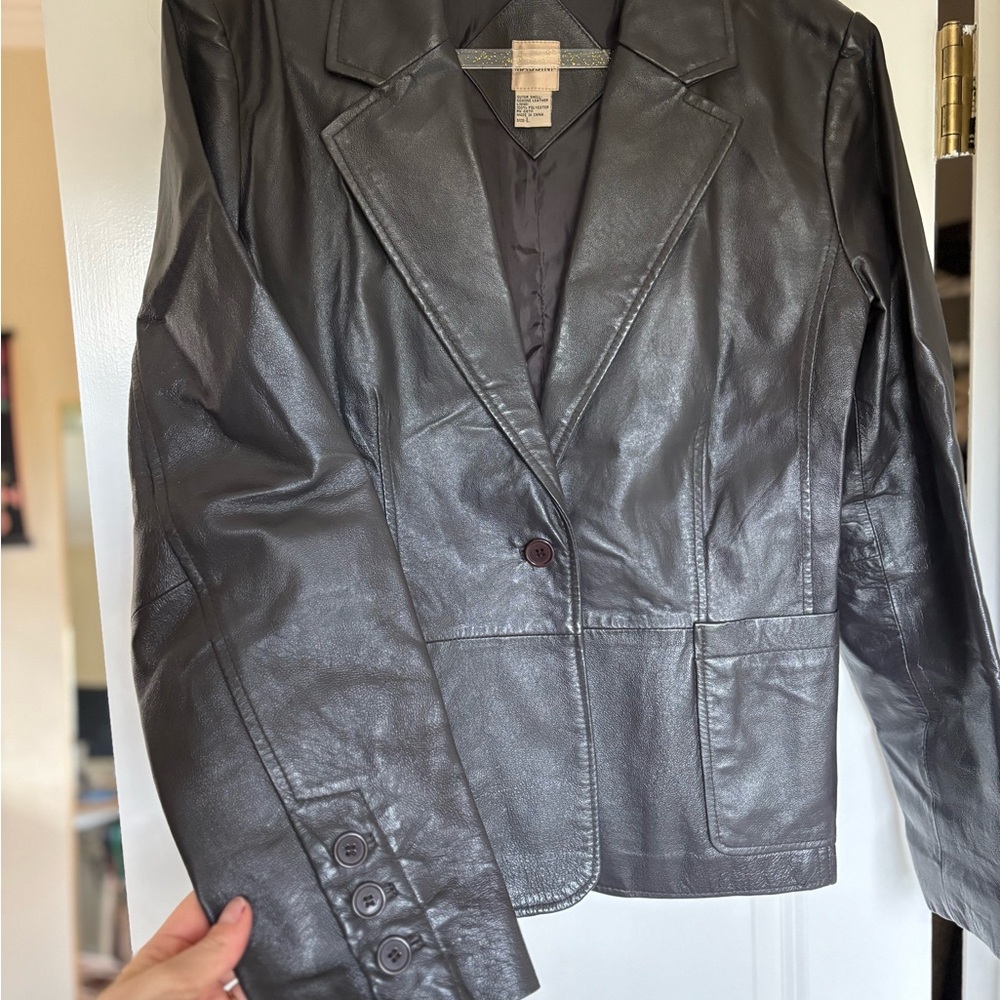 Women's Deep Brown Leather Blazer/Jacket - Picture 4 of 5